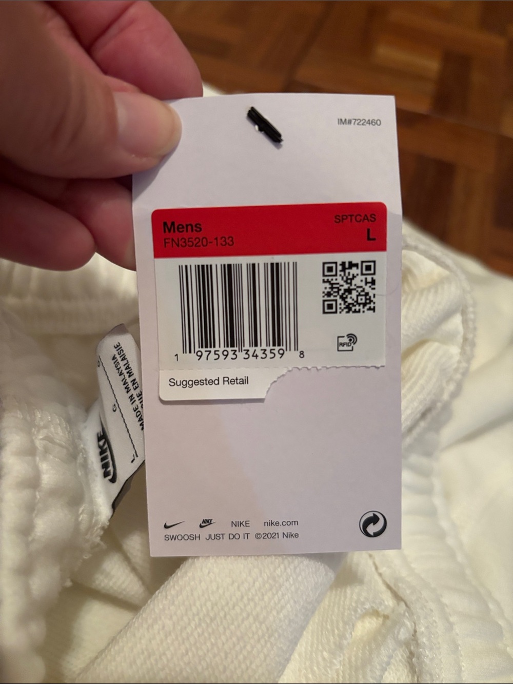 Nike cream Drawstring Athletic Shorts with Black Swoosh NWT